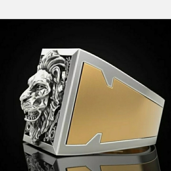 size 11 silver and gold ring - Picture 3 of 5